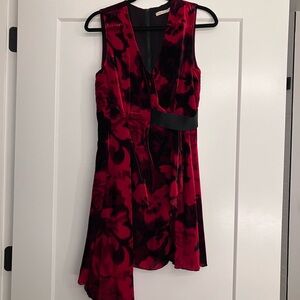 Red Velvet Floral Asymmetrical Dress (Rachel Roy) - Holiday!